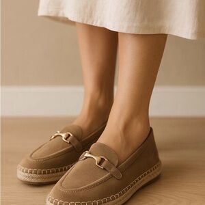 Zara Brown Loafers with Gold Accent